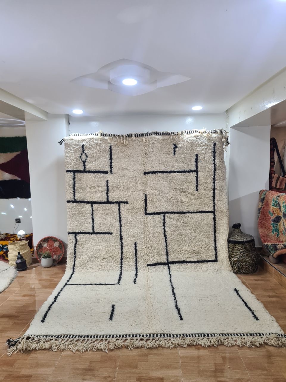 White Marzam Marokkaans handgemaakt tapijt150 cm x 100 cm